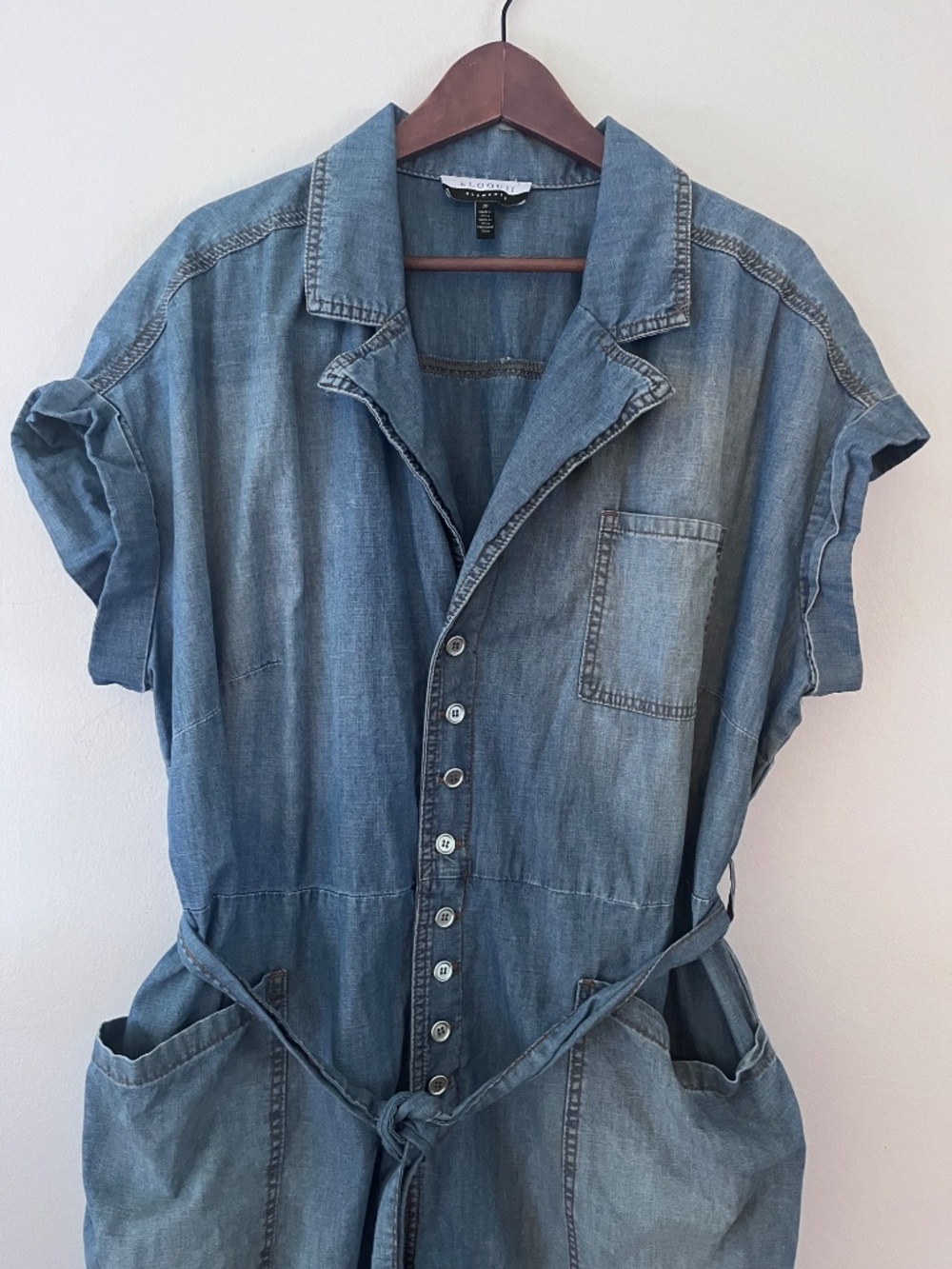 Eloquii Elements Lightweight Denim Belted Shorts Romper Short Sleeve Size 20 - Picture 5 of 10